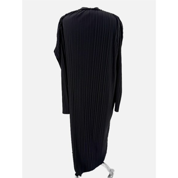 MAXMARA PLEATED V NECK LONG SLEEVE BLACK DRESS M - Picture 5 of 11
